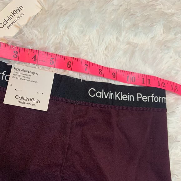Calvin Klein Performance Stretch High Waist Leggings, Burgundy, Size S,L,XL - Picture 3 of 9